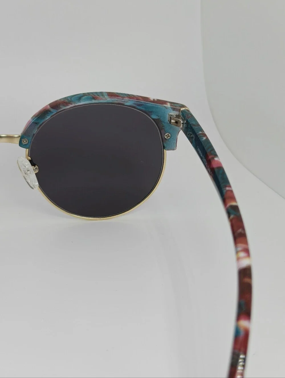 Samba. Round Retro Floral Blue Eyewear for Women.